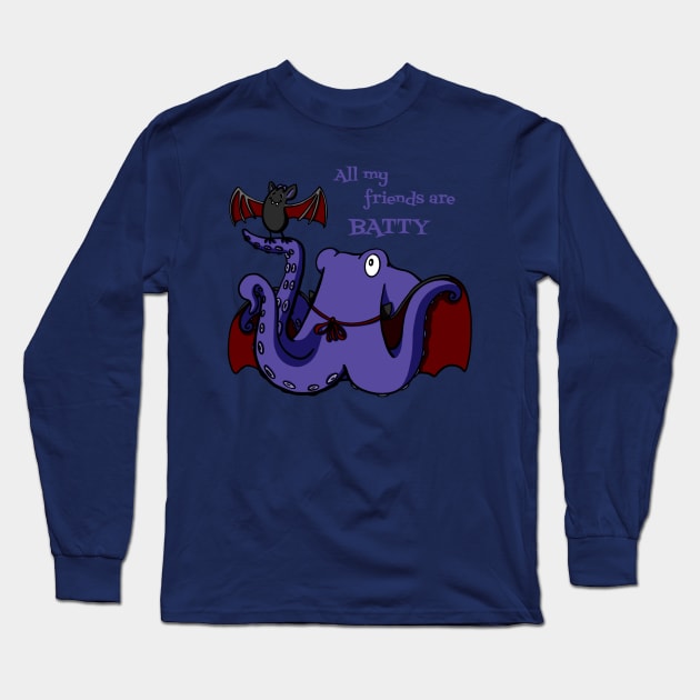 Octopus Vampire Bat Long Sleeve T-Shirt by Alisha Ober Designs